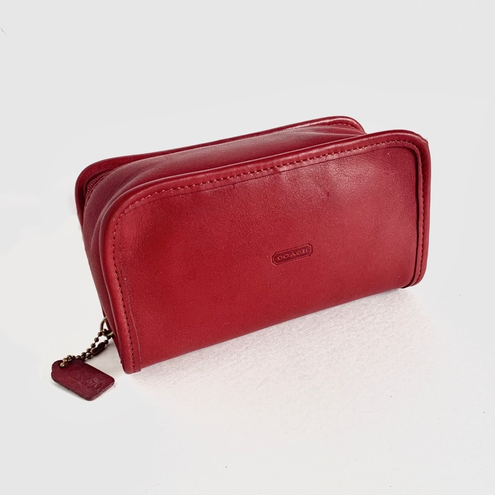 Coach | Vintage Red Leather Cosmetics Zipper Case